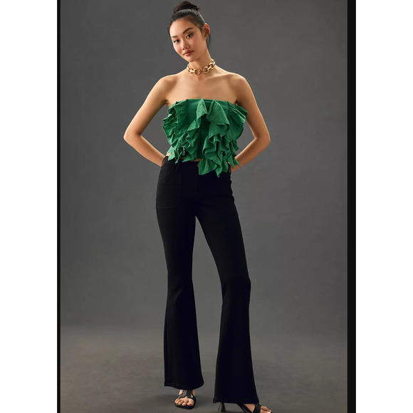NWT Anthropologie Pilcro Icon Black Flare Jeans - 23 waist - Picture 1 of 5